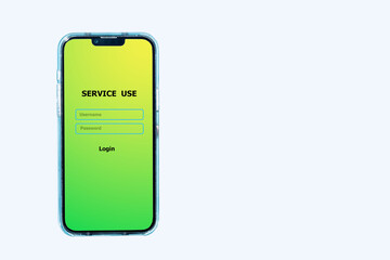 Type letters Username and Password login open service car company on phone concept..