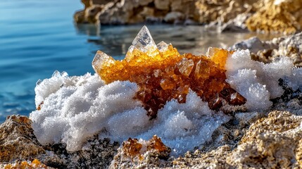 Crystal geode formation salt lake nature photography mineral exploration close-up unique geological wonders