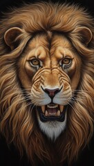 Fototapeta premium portrait of a lion or Fierce Crimson Mane Lion