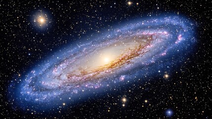 A beautiful spiral galaxy with bright core and surrounding stars