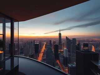 Modern Penthouse Cityscape Views - Vibrant AI Photo