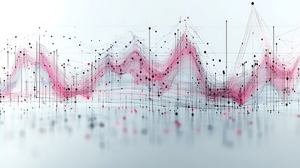 Abstract data visualization with interconnected nodes and lines forming wave patterns.