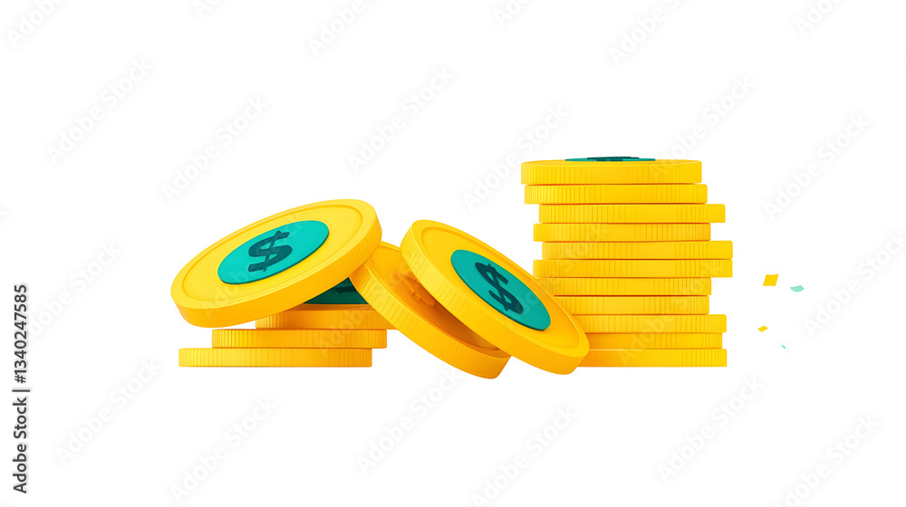 Poster a collection of stacked golden coins arranged in ascending order illustrating the growth and accumul