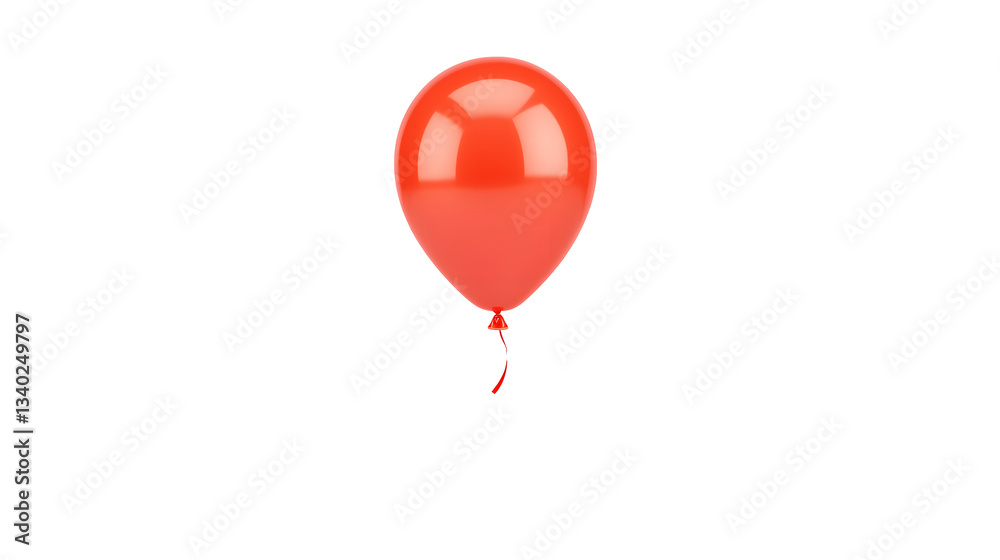 Aufkleber a glossy reflective red foil balloon shaped like the numeral 1 floating independently against a clea