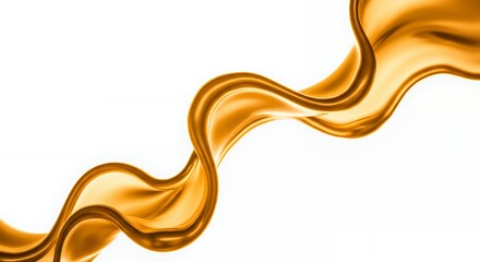Abstract Flowing Golden Liquid Isolated on White