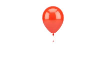 A glossy reflective red foil balloon shaped like the numeral 1 floating independently against a clean transparent background with soft highlights and shadows creating a 3D effect
