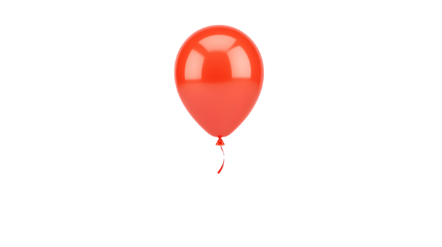 A glossy reflective red foil balloon shaped like the numeral 1 floating independently against a clean transparent background with soft highlights and shadows creating a 3D effect