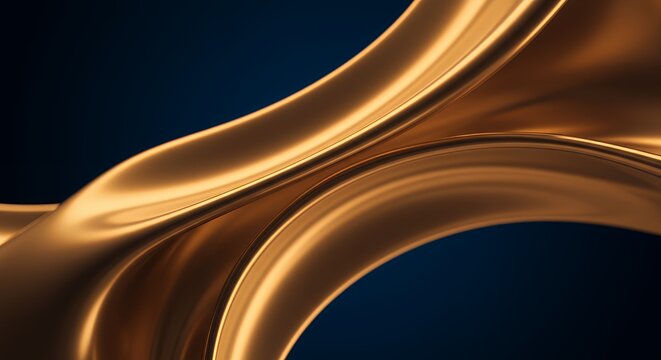 Abstract Golden Forms on Deep Blue Background - Powered by Adobe