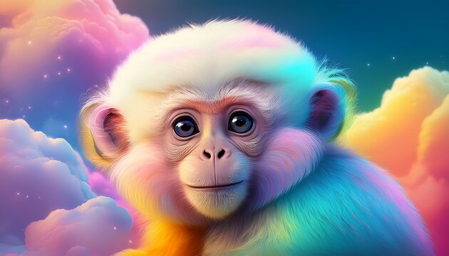 Niedliches, flauschiges psychedelisches Schimpansen-Baby