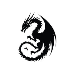 dragon's edge silhouette vector clip art logo design