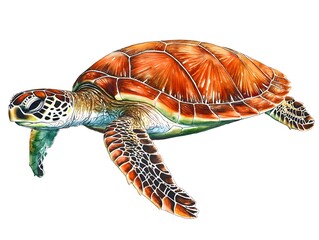 Watercolor Sea Turtle  Ocean Animal  Marine Life  Wildlife Illustration