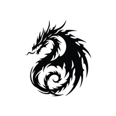 dragon's edge silhouette vector clip art logo design