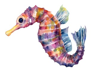Obraz premium Vibrant Watercolor Seahorse Ocean Wildlife Art Marine Animal Painting