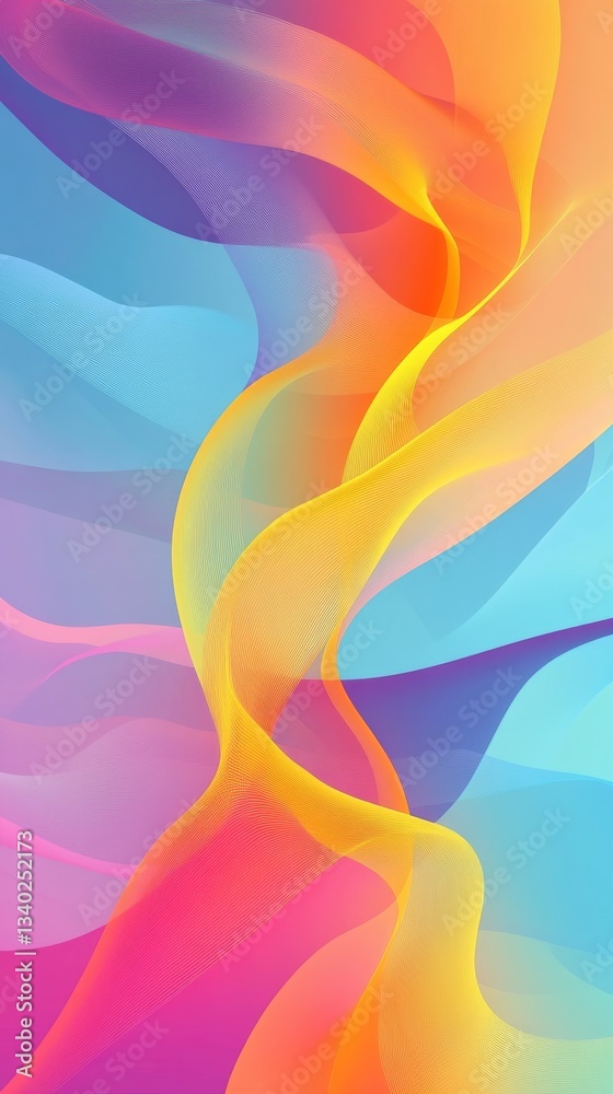 Poster abstract colorful flowing wave pattern with blue and pink hues. modern art design