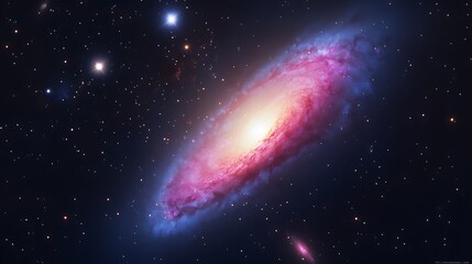 Naklejka premium A Beautiful Spiral Galaxy with Stars in the Vast Darkness