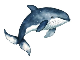 Obraz premium Watercolor Whale Ocean Mammal Marine Animal Blue Whale Illustration