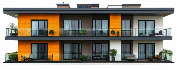 Modern Apartment Building 3D Illustration