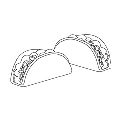 Delicious Mexican Tacos Line Art Illustration of Two Tacos