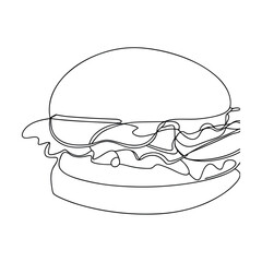 SingleLine Drawing of a Delicious Juicy Hamburger