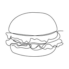 SingleLine Art Drawing of a Delicious Hamburger