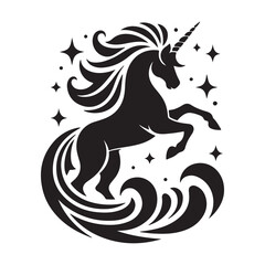 Obraz premium unicorn vector silhouette line art illustration