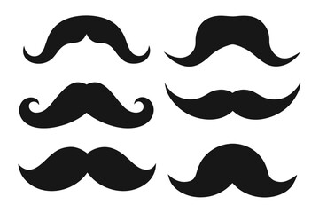 Collection of Mustache Icons in Vintage Retro Style