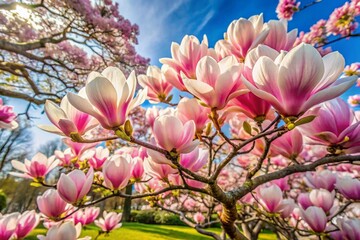 Obraz premium Spring bloom magnolia tree flowers. Blossom magnolia flower. Spring background. 