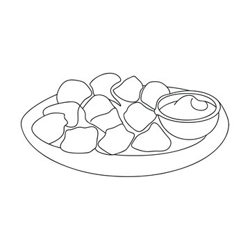 plate of nuggets with dipping sauce clip art preview