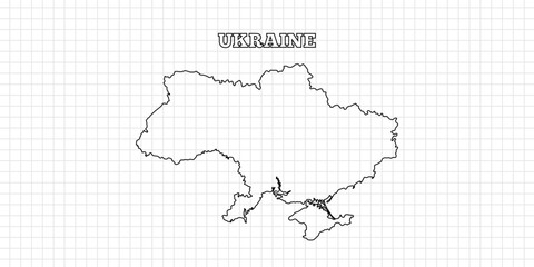 Ukraine map travel with outline simple drawing version Illustration