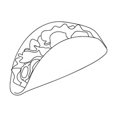 Delicious Simple Line Drawing of a Single Crunchy Taco