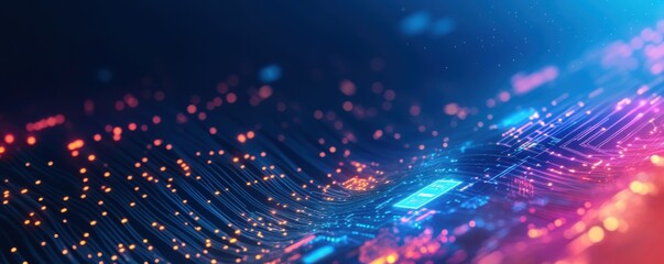 Abstract Digital Circuitry: A Symphony of Neon Lights and Data Streams