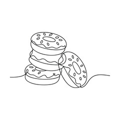 Sweet Stack of Delicious Donuts, Single Line Art Design