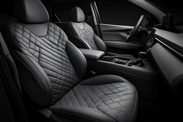 Luxurious, modern car interior with quilted seats