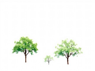 Obraz premium Three Green Trees Isolated on White Background - Nature Illustration