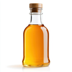 single bottle of maple syrup with wooden cap on top