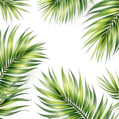 Obraz premium Green coconut palm leaves isolated on white, set