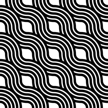 black and white abstract background. Black and white wavy lines pattern