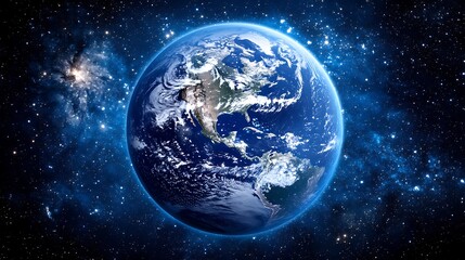 Obraz premium The planet earth appears in the vast and star filled universe