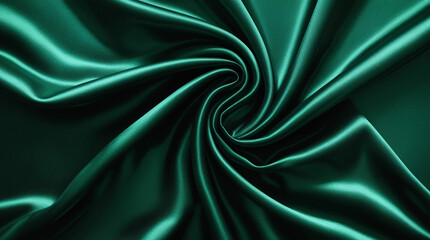 Obraz premium Luxury Dark Green Silk Fabric with Elegant Folds