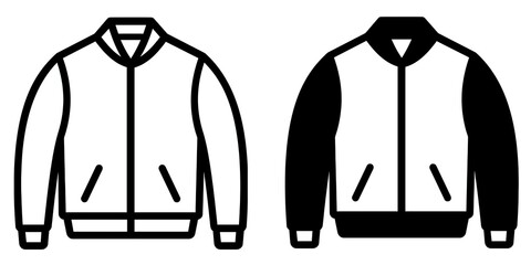 Varsity jacket editable stroke outline icon isolated on white background flat vector illustration, black outline, Pixel perfect
