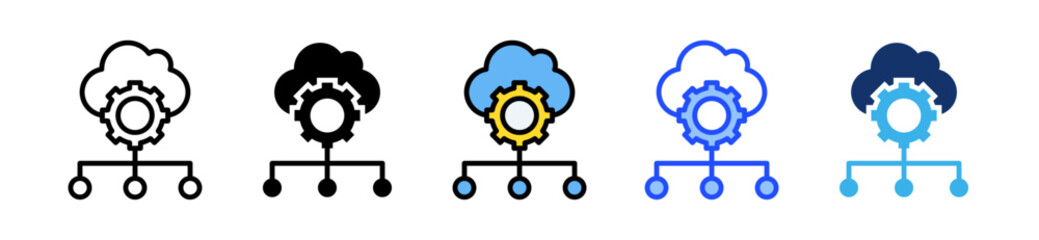 Cloud Computing Icon Set With Multiple Style Collection