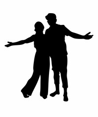Silhouette of Romantic Couple Embracing Joyfully