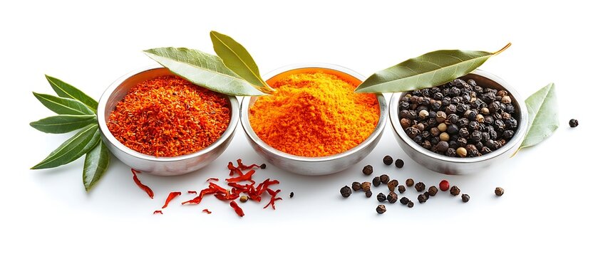 A well balanced spice composition featuring saffron paprika and peppercorns