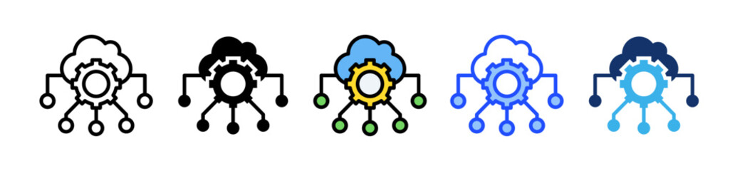 Cloud Computing Icon Set With Multiple Style Collection