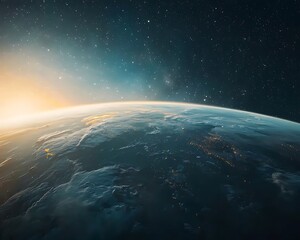 Earthrise Sunrise: Planet View from Space.