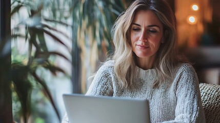 A woman reviewing Easter email subject line variations for A/B testing