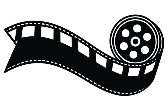 A 35mm filmstrip vector illustration captures the essence of classic cinema photography