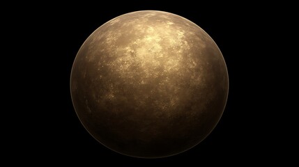 A spherical celestial body appears with a mottled surface in space