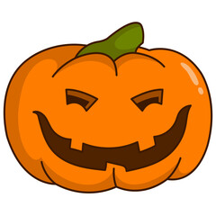 Halloween Pumpkin Face Character with Spooky Cartoon Design. Vector Illustration.