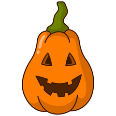 Halloween Pumpkin Face Character with Spooky Cartoon Design. Vector Illustration.